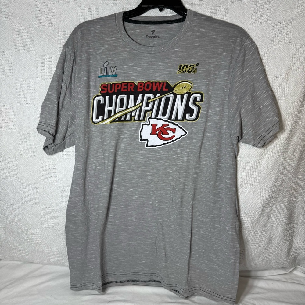 Fanatics Kansas City Chiefs Super Bowl LIV Gray Tee Size Large 100